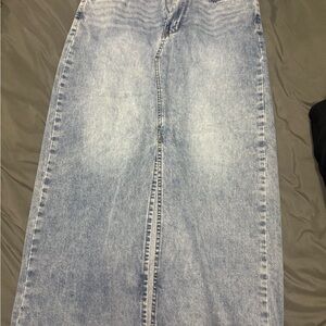 Light Blue Denim Maxi Skirt